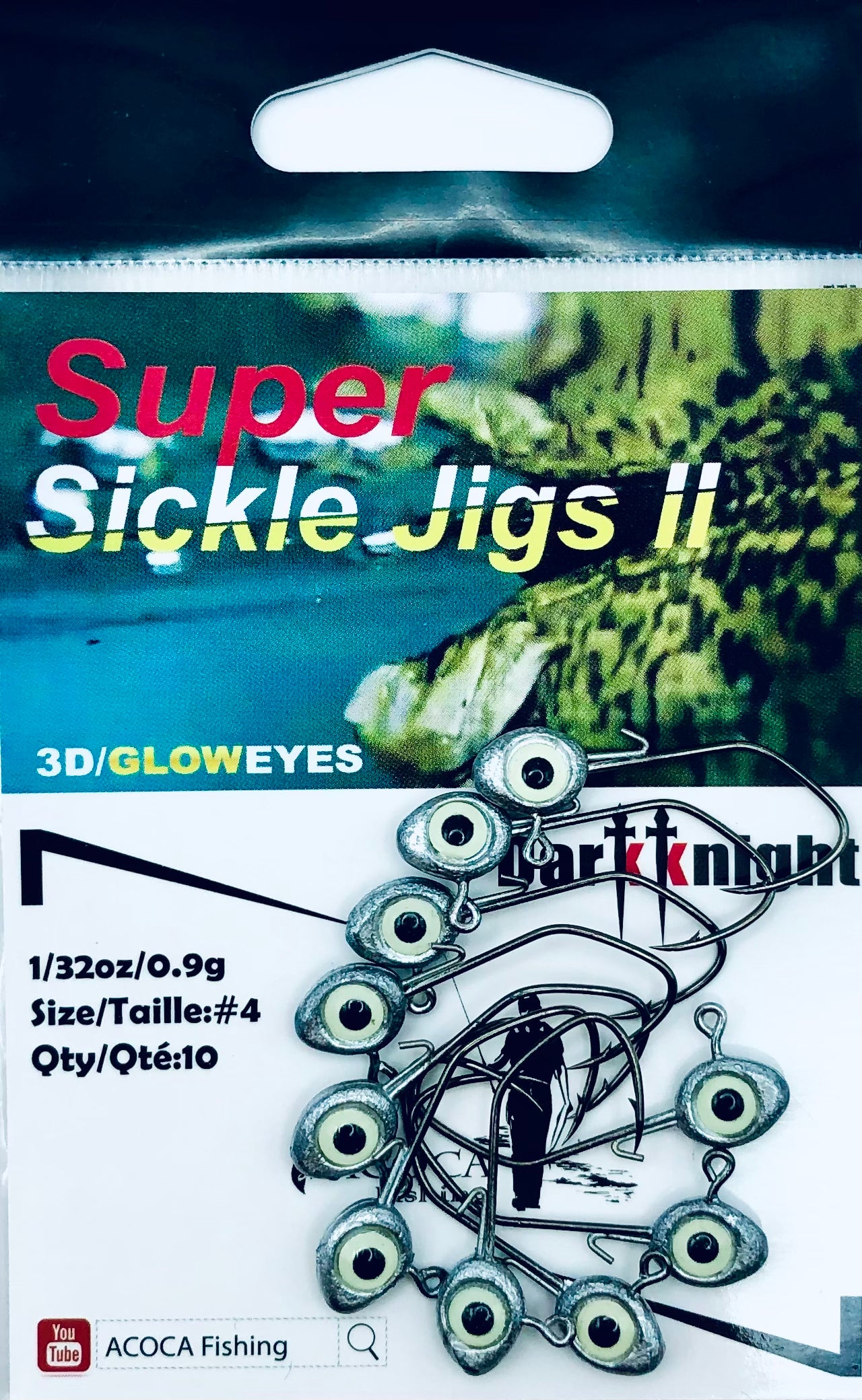ACOCA #2 SUPER™ Sickle Jigs Ⅱ Crappie Jigs 1/32oz 0.9g Jighead Hook #4 10/Pack