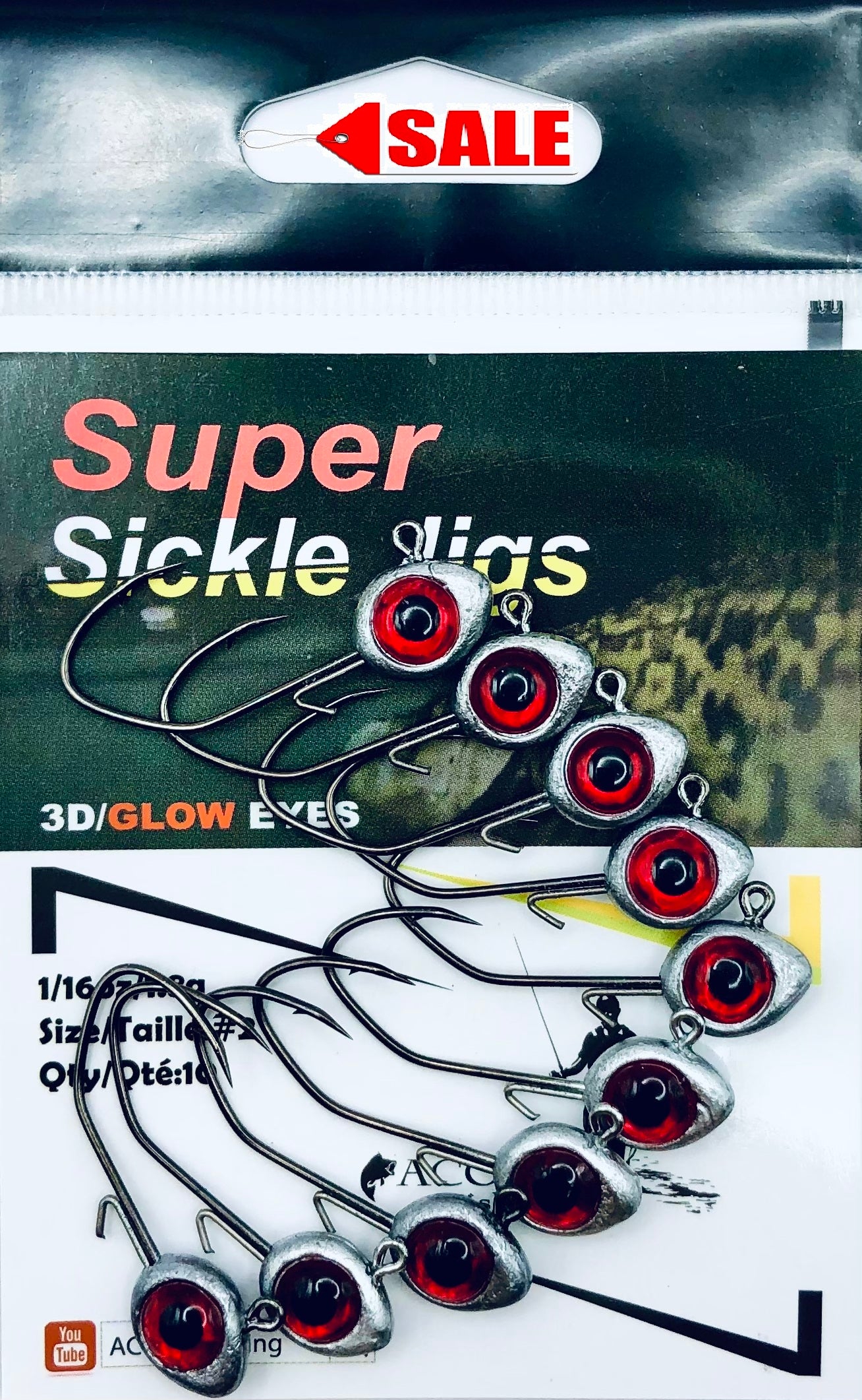 SPECIAL:SUPER™ Sickle Jigs Ⅱ Crappie Jigs 1/16oz 1.8g Jighead Hook #2 10/Pack