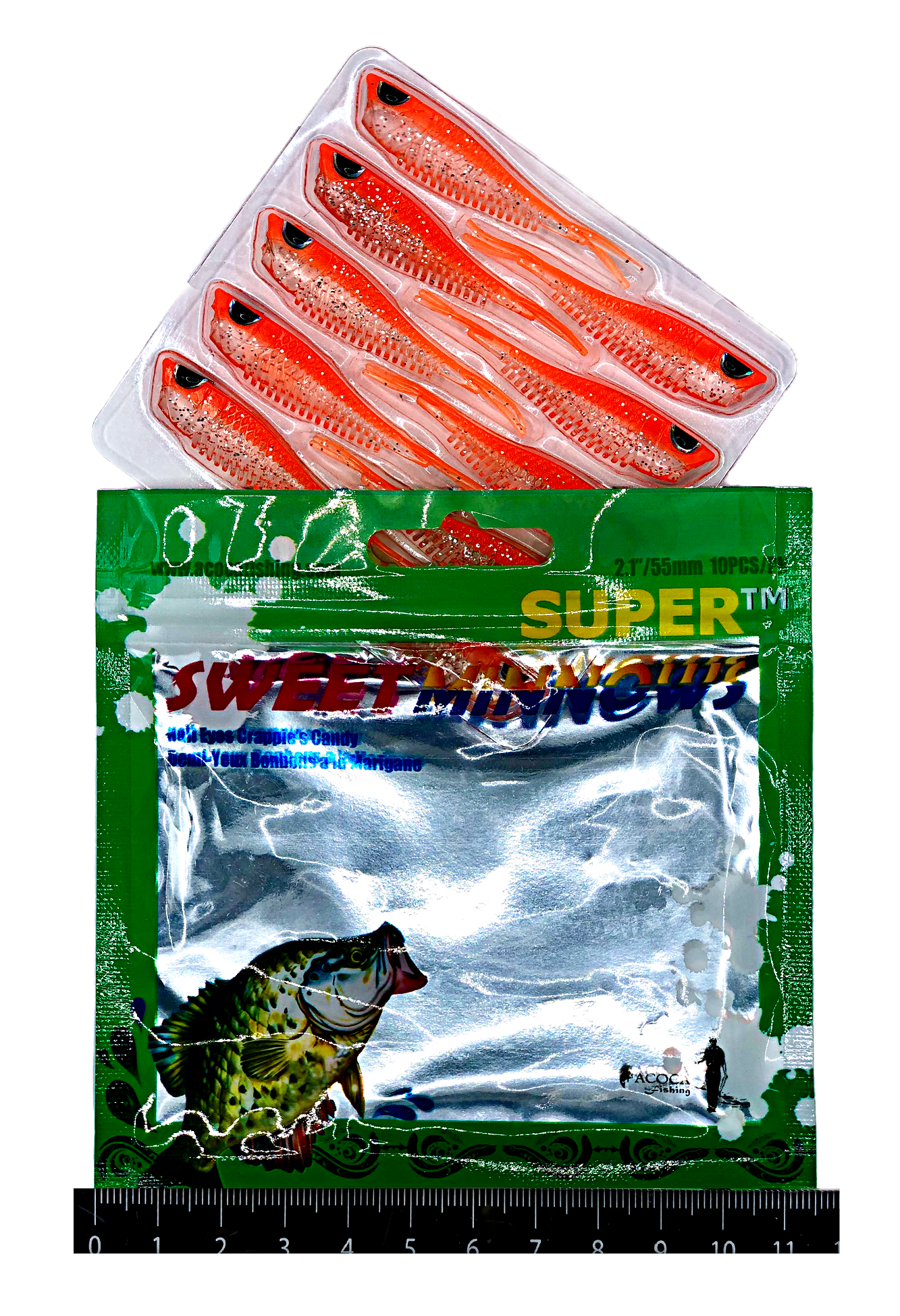 ACOCA E SUPER™ Sweet Minnows Crappie's Candy Crappie Bait 55 mm/2.1" 10/pk