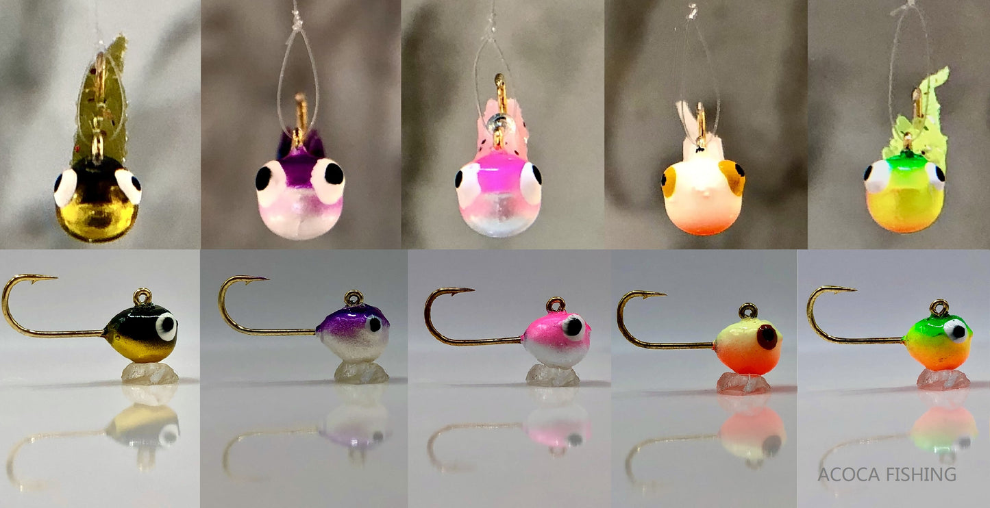 ACOCA H SUPER™ Ice Jigs Bubble Eyes Five Cuties 1/18 oz 1.5 g Hook #10 5/pack
