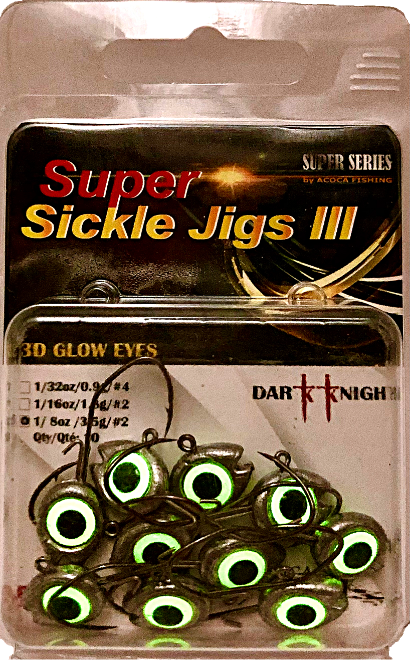 ACOCA D3 SUPER™ Sickle Jigs III Crappie Jigs 1/8oz 3.5g Jighead Hook #2 10/Pack