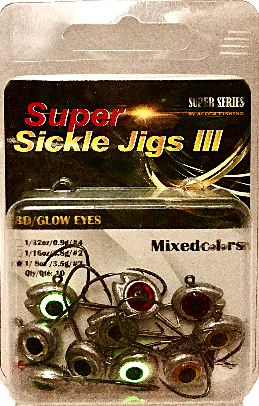 ACOCA D3 SUPER™ Sickle Jigs III Crappie Jigs 1/8oz 3.5g Jighead Hook #2 10/Pack