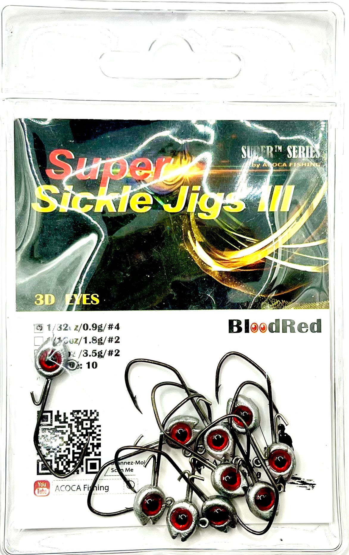 ACOCA SUPER™ Sickle Jigs III Crappie Jigs 1/32oz 0.9g Wide-Deep Gape Hook #4 10/Pack