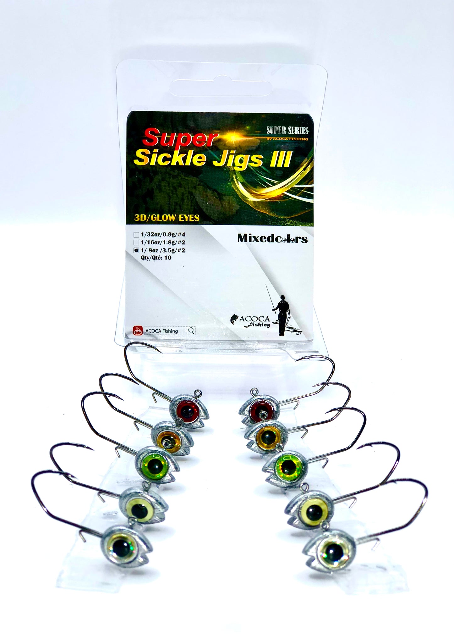 ACOCA #1 SUPER™ Sickle Jigs III Three Swordsmen 1/8oz 3.5g Hook #2 10/Pack