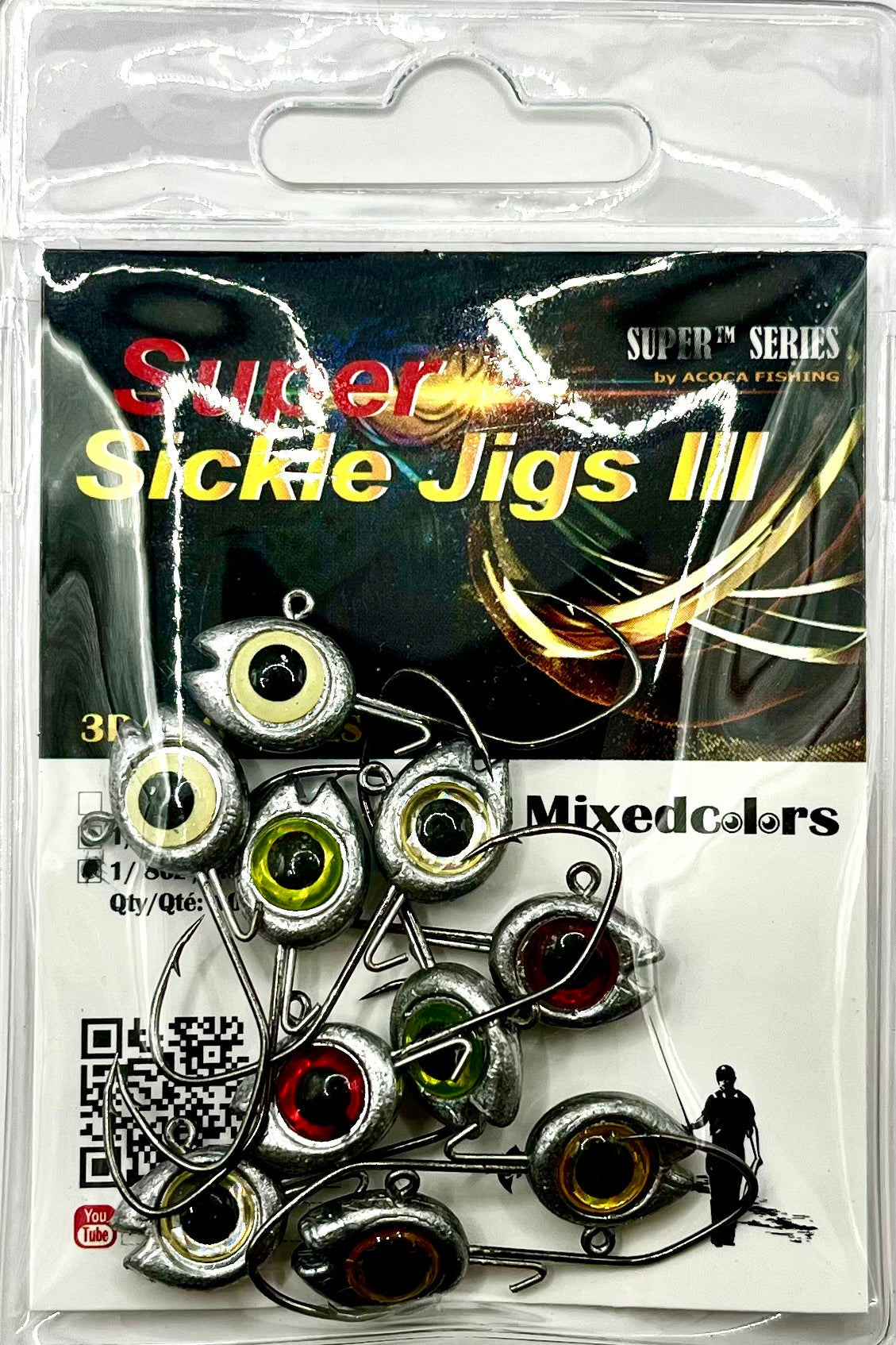 ACOCA SUPER™ Sickle Jigs III Crappie Jigs 1/8oz 3.5g Wide-Deep Gape Hook #2 10/Pack
