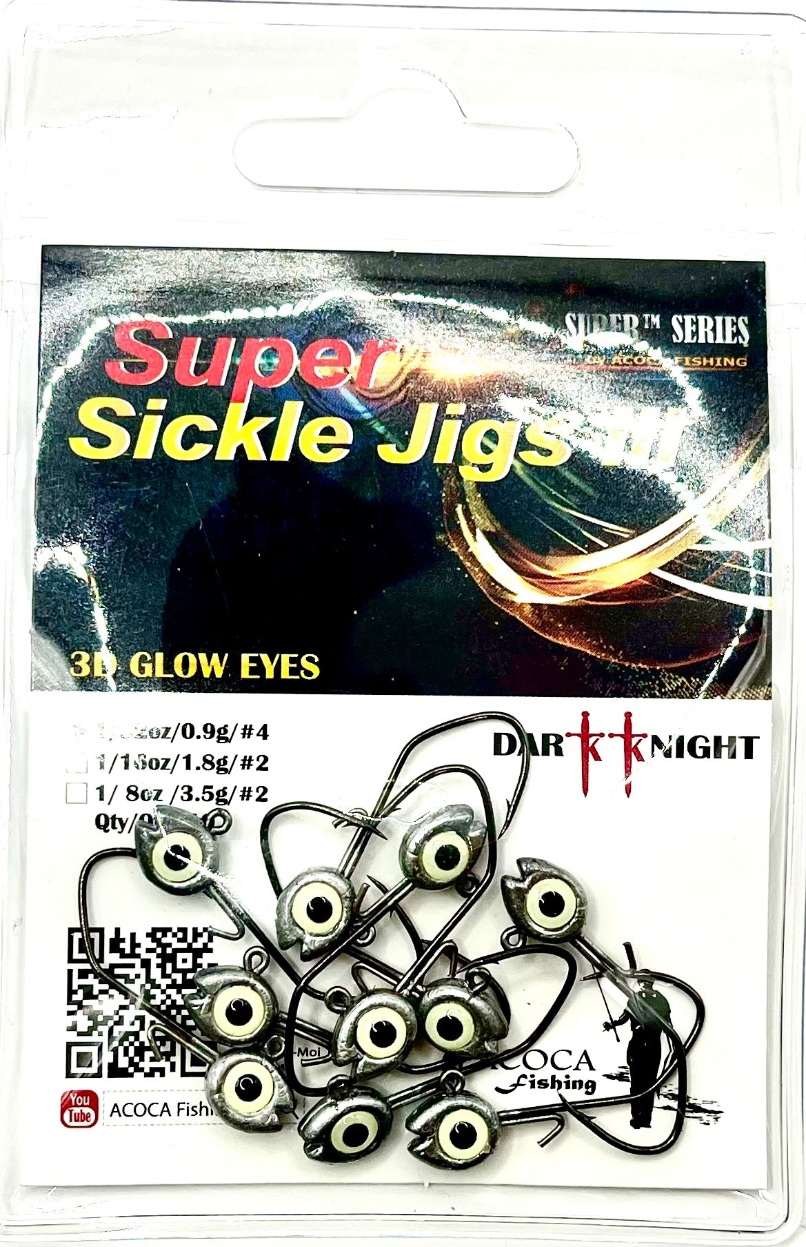 ACOCA SUPER™ Sickle Jigs III Crappie Jigs 1/32oz 0.9g Wide-Deep Gape Hook #4 10/Pack