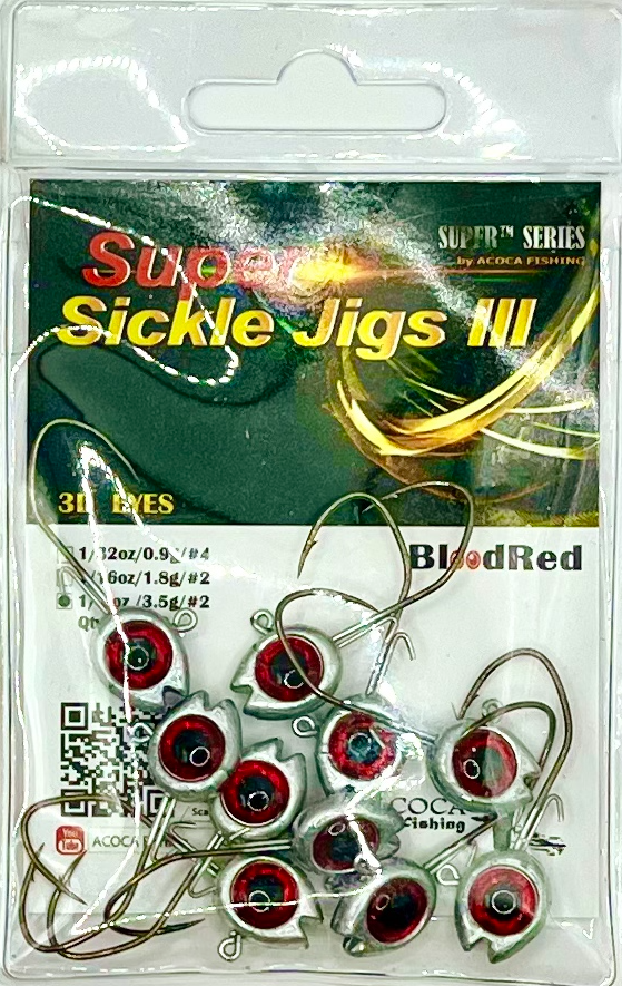 ACOCA SUPER™ Sickle Jigs III Crappie Jigs 1/8oz 3.5g Wide-Deep Gape Hook #2 10/Pack